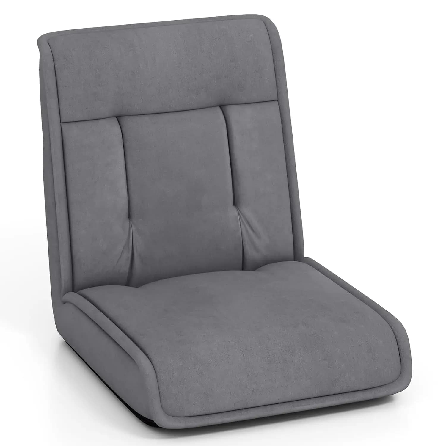 Folding Floor Chair 14-Position Adjustable Backrest 5-Position Headrest Cushioned Gaming Reading Meditating Grey Customized