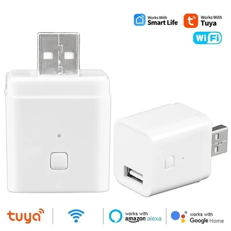 Adattatore USB Smart WIFI Tuya con Interruttore Micro USB 5V Compatibile con Smart Life Alexa Google Home Controllo Vocale e Temporizzato