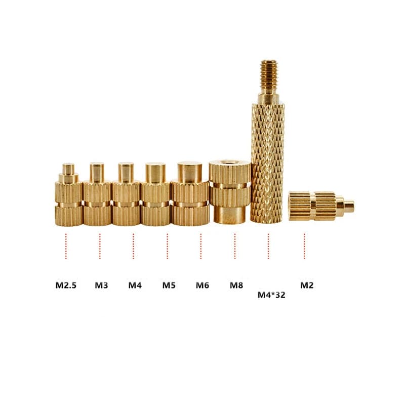 8 pz Stampa 3D Pezzo di lavoro Hot Melt Dado Filettatura metrica M2 M2.5 M3 M4 M5 M6 M8 Kit di inserimento filettatura in ottone Strumento di inserimento a caldo