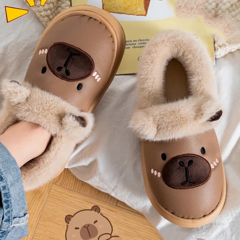 Pantofole invernali in cotone Capibala da donna Pantofole da casa in peluche addensate calde per interni Donna Suola spessa Scivoli soffici antiscivolo Donna