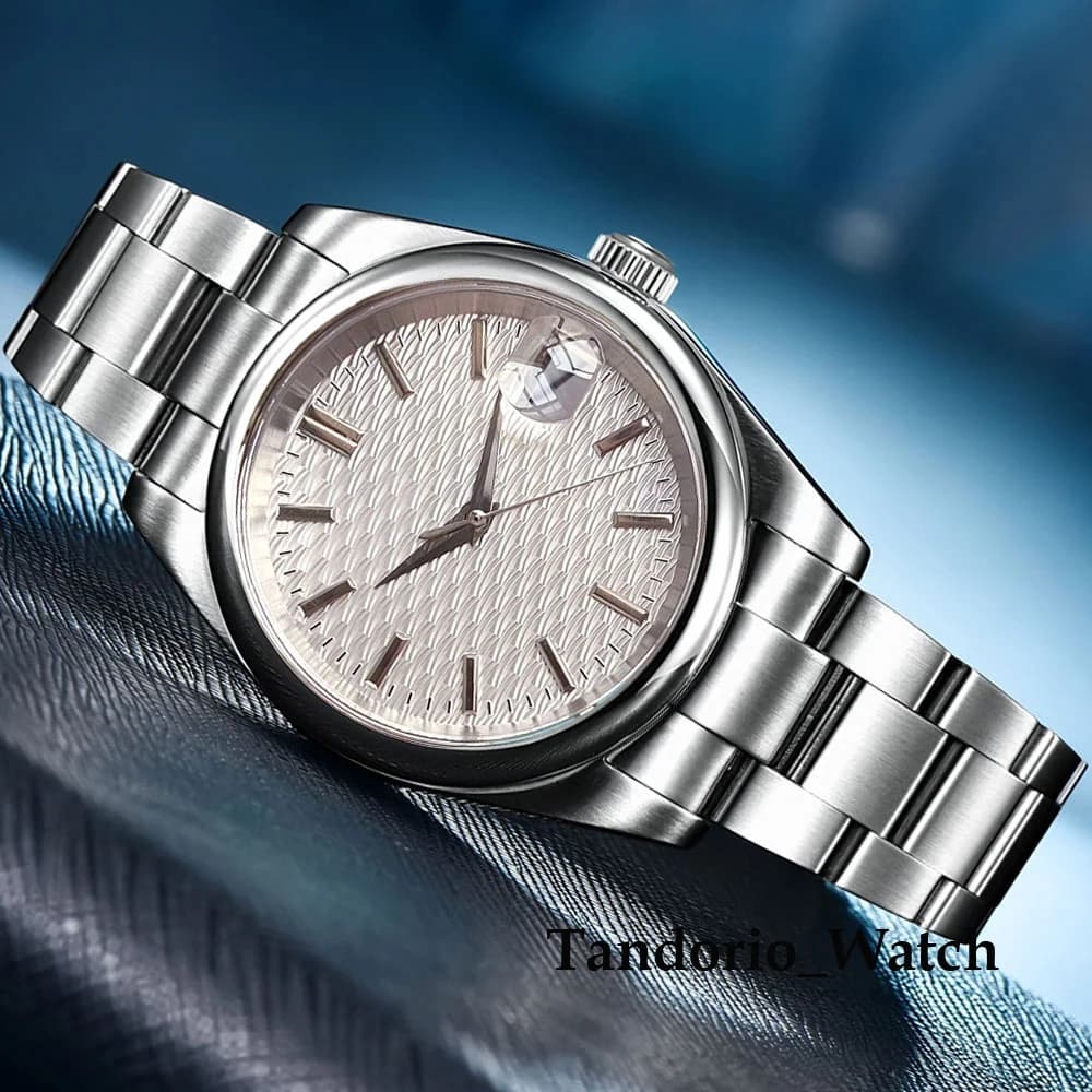 Tandorio 36mm/39mm Orologio automatico da uomo NH35 100m Impermeabile con vetro zaffiro e cassa rotonda in acciaio inossidabile per uomo