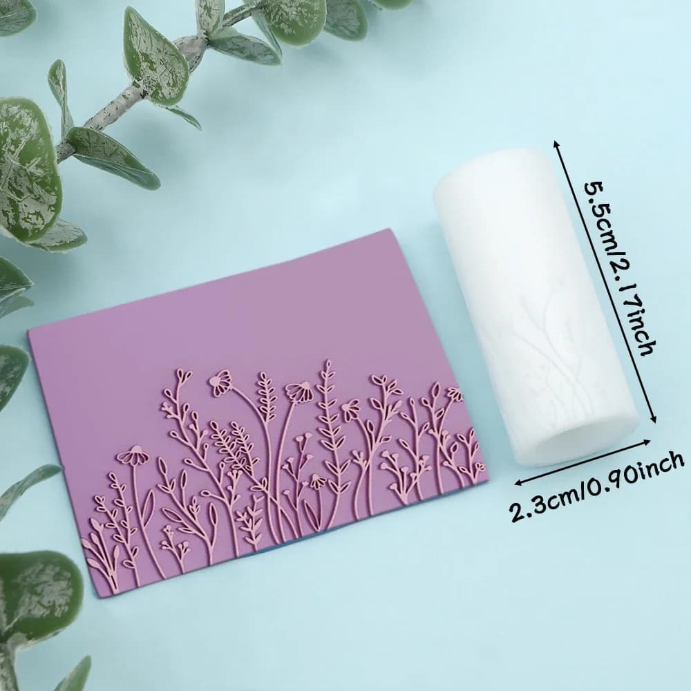 Five Different Wildflower Pattern Designs Polymer Clay Seamless Texture Roller Mold-Durable Plastic Tool for Earring Making DIY