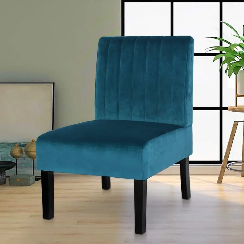 Mordern Velvet Armless Accent Chair Decorative Slipper Chair Vanity Chair for Bedroom Desk, Corner Side Chair Living Room Furni