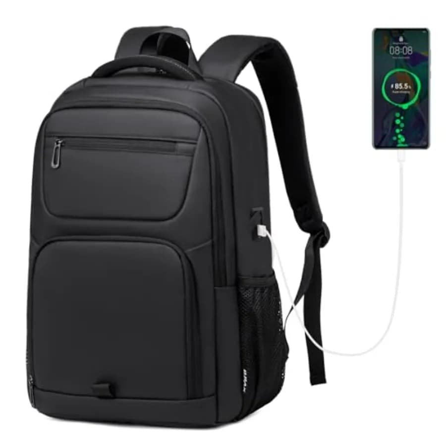 Business Backpack for Men, Tech-Savvy Laptop Backpack with USB Charging Port and Ergonomic Design, 35L Water Resistant Anti The