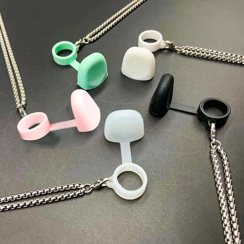 1pcs Universal Stainless Steel Electronic Cigarette Dust Cap Metal Necklace Chain with Silicone Anti Loss Protection Ring