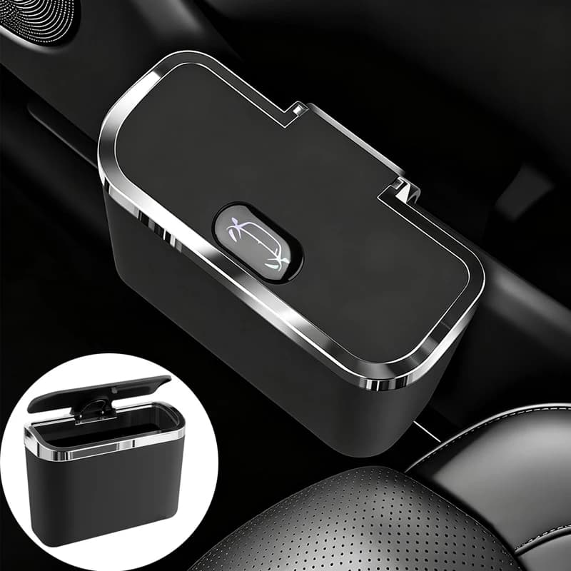 Luxury Electroplated Edge Car Trash Can with Lid Universal Interior Storage Bin for Vehicle Enhances Car Interior Grade