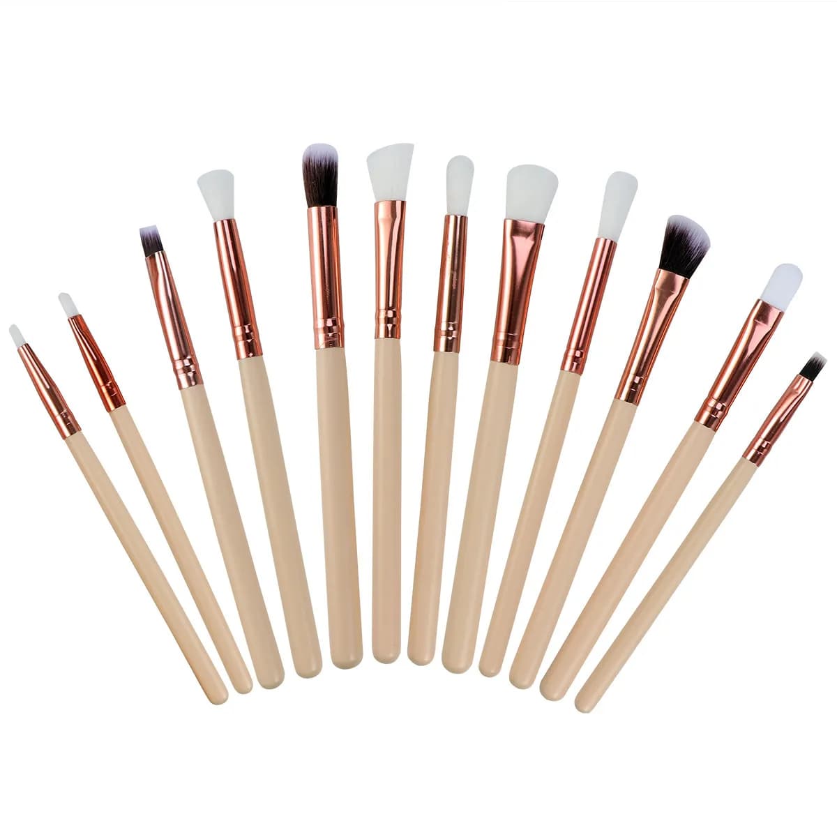 Set di 12 Pennelli Professionali per Trucco Occhi, Pennelli Cosmetici in Pelo Sintetico per Fondotinta, Ombretto, Eyeliner e Labbra
