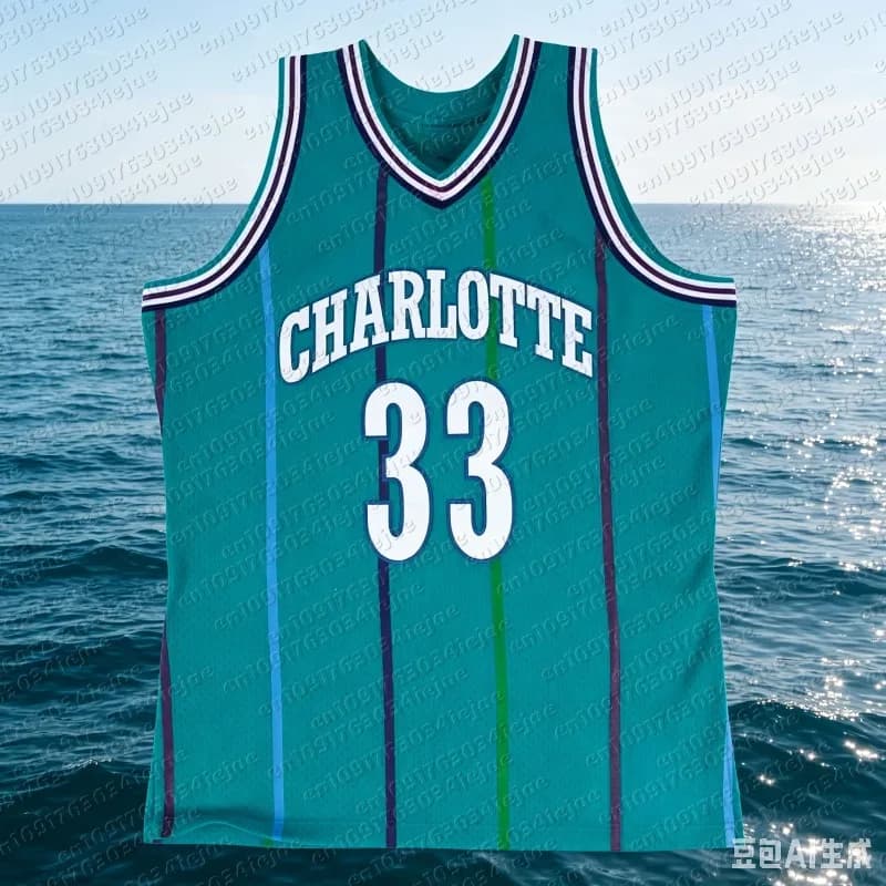 Alonzo Mourning # 33 Retro Basketball Shirt Family Blue Striped Breathable Mesh Sleeveless Sportswear Tank Top