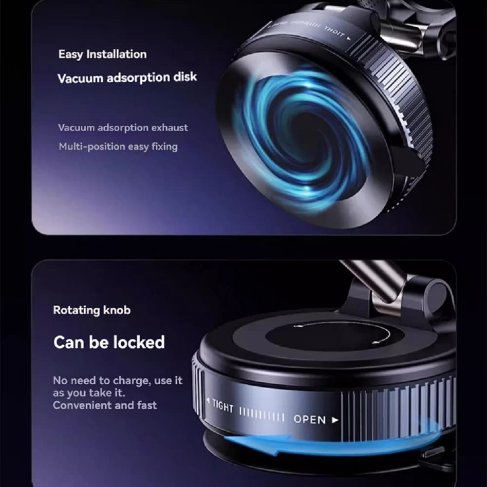 For Busy Commuters Adjustable Car Mount Magnetic Bracket Suction Nonslip 360° Magnetic Phone Holder With Vacuum Suction Foldable