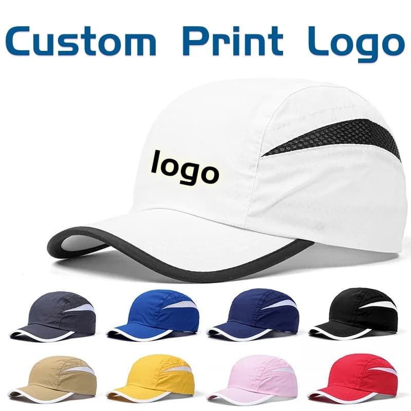 Cappellini da baseball personalizzati con logo stampato a blocchi di colore, ad asciugatura rapida, con visiera a becco d'anatra, per uomo e donna, per sport all'aperto e protezione solare.