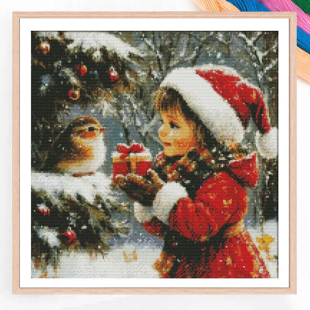 Cross Stitch Kits Girl And Bird 11CT Canvas Embroidery Kit DIY Needlework Home Decoration Christmas Gift
