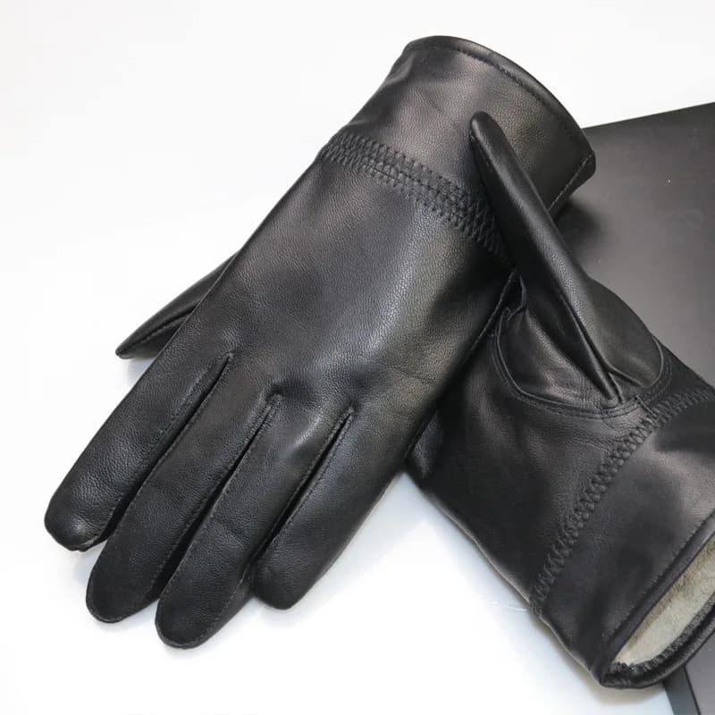Sheepskin Leather Gloves for Men Fleece Lined Warm Winter Driving Motorcycle Riding Work Gloves