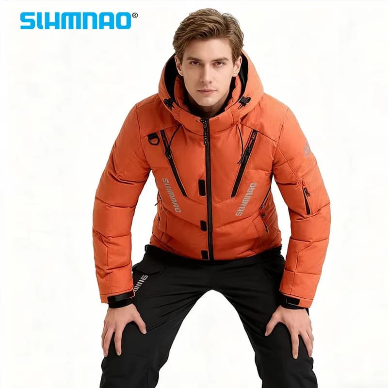 Tuta da pesca invernale 2025 Piumino d'oca da uomo e pantaloni tattici, tuta da sci calda, alpinismo, abbigliamento sportivo da caccia
