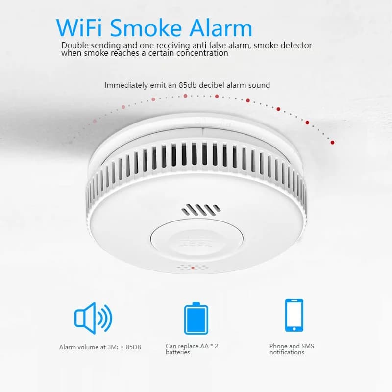 Rilevatore di fumo antincendio per casa intelligente WIFI Rilevatore di fumo wireless