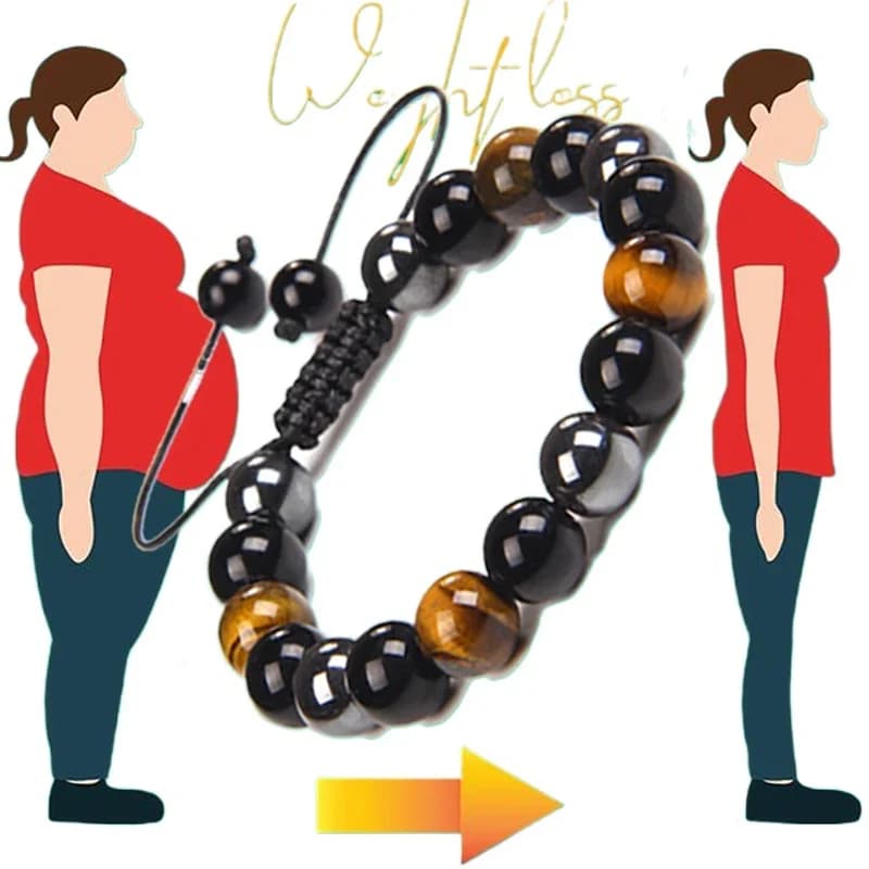 Braccialetti con perline occhio di tigre in pietra di ossidiana fatta a mano Bracciale per perdita di peso Bracciale con corda regolabile Gioielli energetici dimagranti