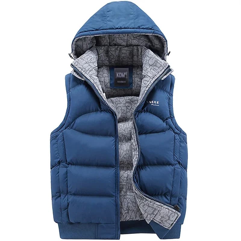 Giacca senza maniche moda uomo ispessimento gilet in cotone 100% cappello con cappuccio gilet caldo gilet invernale uomo giacca a vento casual