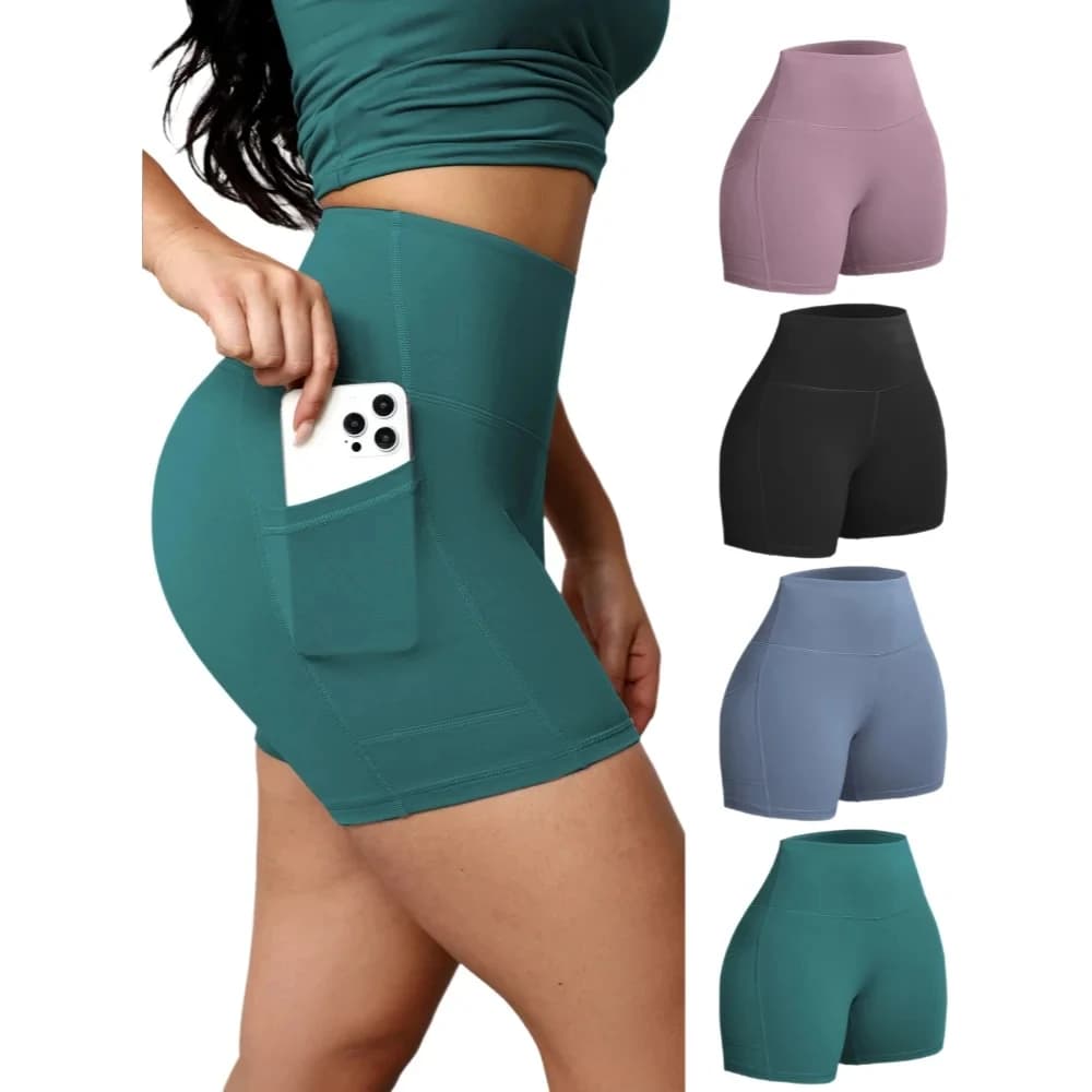 Monocolored Summer Shorts for Yoga with Pockets, Models and Containers, for Cycling, Running, Open Sports, Gym and Pilates