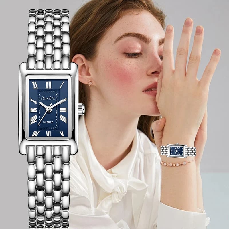 Sunkta Elegante Orologio da Donna al Quarzo di Lusso Moda Classica in Acciaio Impermeabile Orologio da Polso Casual Sportivo per Donne Reloj Mujer