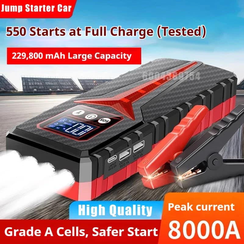 Avviatore di Emergenza da 298000mAh per Auto a Benzina e Diesel, Caricabatterie Portatile per Auto, Power Bank di Emergenza con LED, Spedizione Rapida