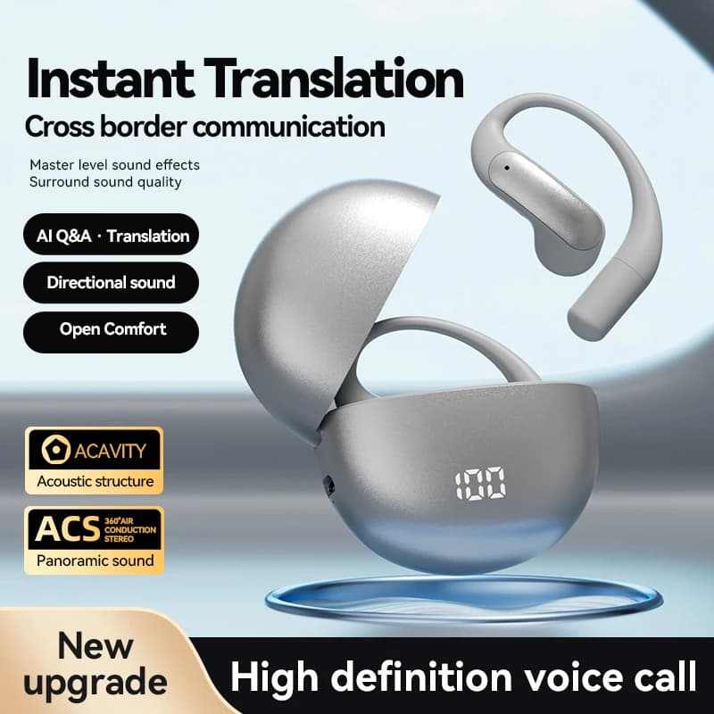 Nuove Cuffie per Traduzione AI M118, Interpretazione Simultanea, Audio HIFI, Auricolari Bluetooth Wireless OWS, Traduttore AI Integrato