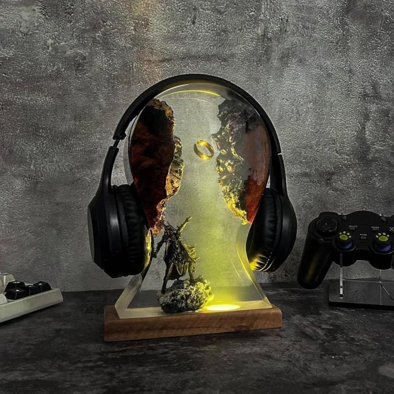 Lord of the Rings Headphone Stand and Night Light Dark Lord of the Rings Epoxy Resin Lamp Anime LampLOT.RArtistic game decoratio