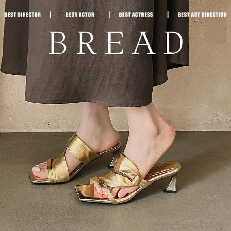 2026 new summer women sandals natural leather 22-25cm soft sheepskin+pigskin strap slip-on mules high heel women shoes fashion