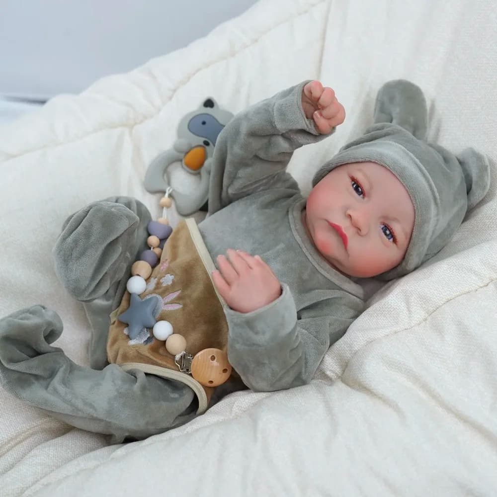 MRB 43CM Levi Awake Reborn Doll Aperti Occhi Blu 3D Pelle Verniciata Realistica Neonato Miglior Compleanno Regalo Di Natale Per Le Ragazze