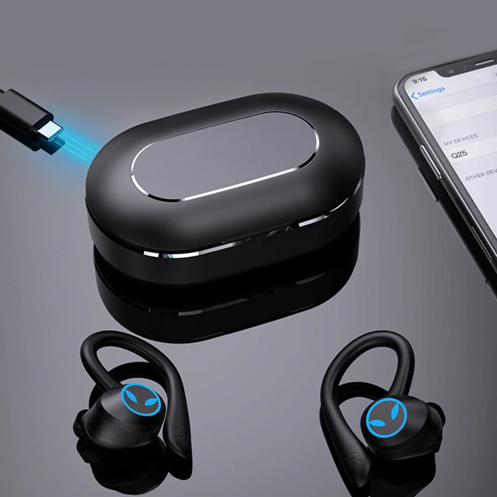 Wireless Headphone Bluetooth-Compatible 5.1 Noise Cancelling Handsfree Headset Waterproof for iPhone Samsung Xiaomi Smart Phone