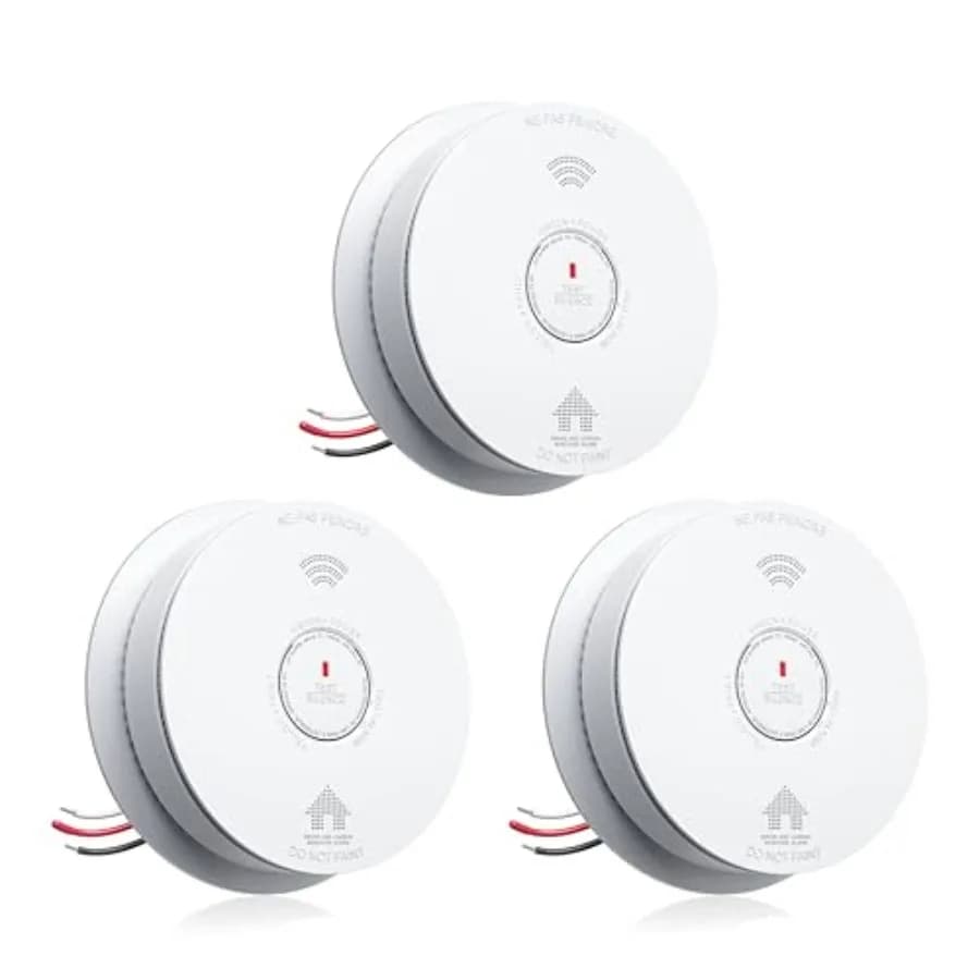 Hardwired smoke and carbon monoxide detector for home safety, ABS plastic, white, 10-year sealed battery, UL217-9th compliant,