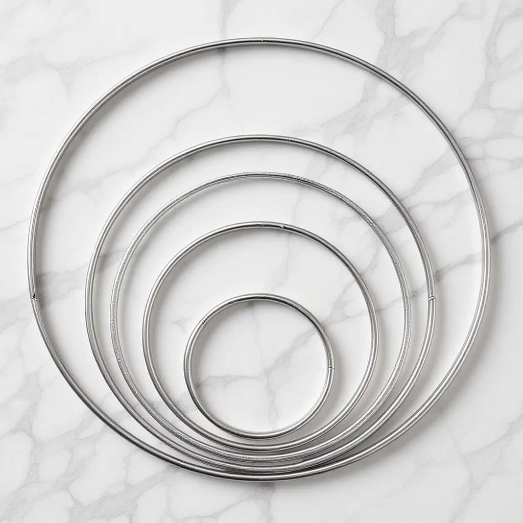 5Pcs Metal Dream Catcher Rings Silver 50Mm 80Mm 100Mm 120Mm 160Mm DIY Metal Craft Hoops for Macrame Plant Hangers Wall Decor
