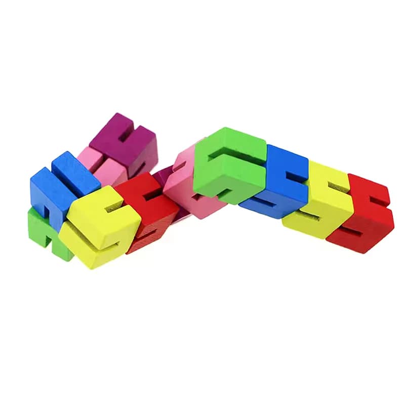 Cubo Colorato Classico in Legno, Giocattolo Creativo Antistress per Bambini, Blocchi da Costruzione Educativi per Bambini e Neonati