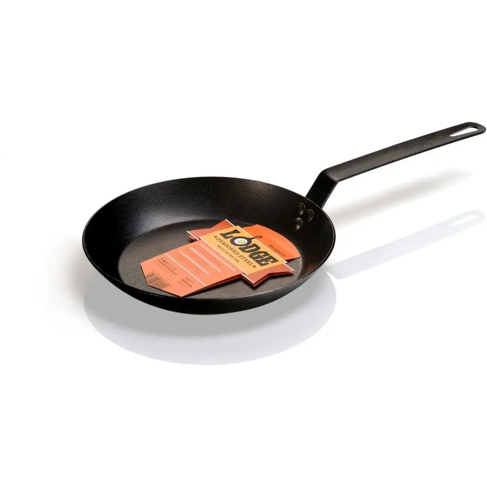10-Inch Lightweight Carbon Steel Frying Pan with Long Handle for Fast Heat and Searing Excellence