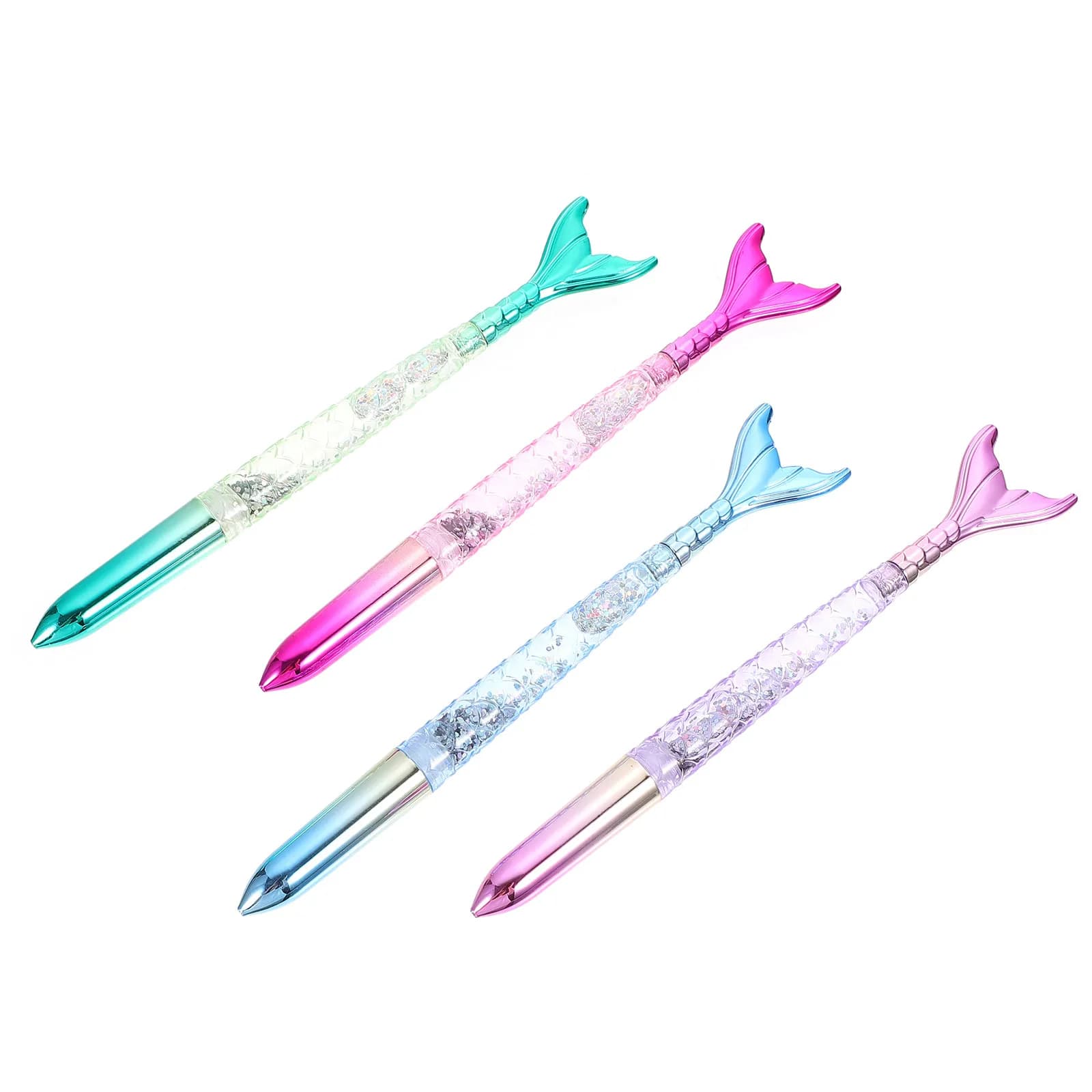 Set di 4 penne gel a forma di sirena, 0,5 mm, inchiostro nero, 1,0 mm, inchiostro blu, strumenti di scrittura per studenti, articoli di cancelleria creativi per la scuola, per bambini