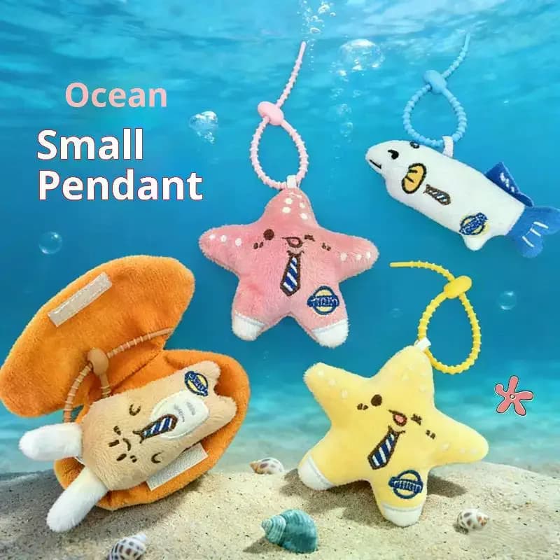 Portachiavi Creativo a Forma di Animali Marini, Ciondolo Kawaii a Forma di Stella Marina, Giocattolo Imbottito, Decorazione per Zaino, Regalo