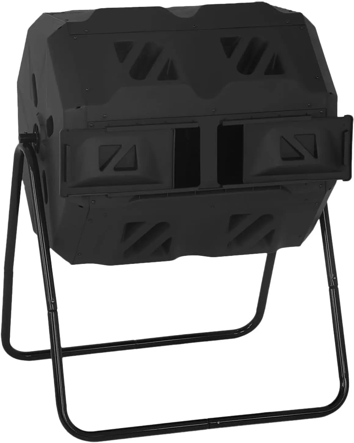 Compostiera a Doppia Camera da 43 Galloni con Porte Scorrevoli, Compostiera da Esterno per Giardino, Patio, Cortile, Nera