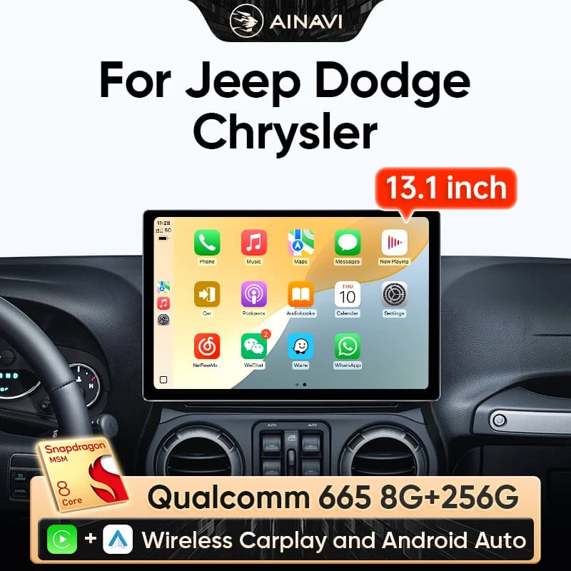 Ainavi 13.1 Pollici Android Radio Per Jeep Chrysler Dodge Compass Caravan Ram 1500 Auto Lettore Multimediale Auto Wireless Carplay Navi