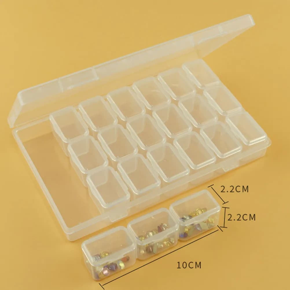 Set of 2 Boxes for Nail Art in Plastic PP Transparent Premium with 21 Parts, Jewelry, Beads and Nail Tips for Salone