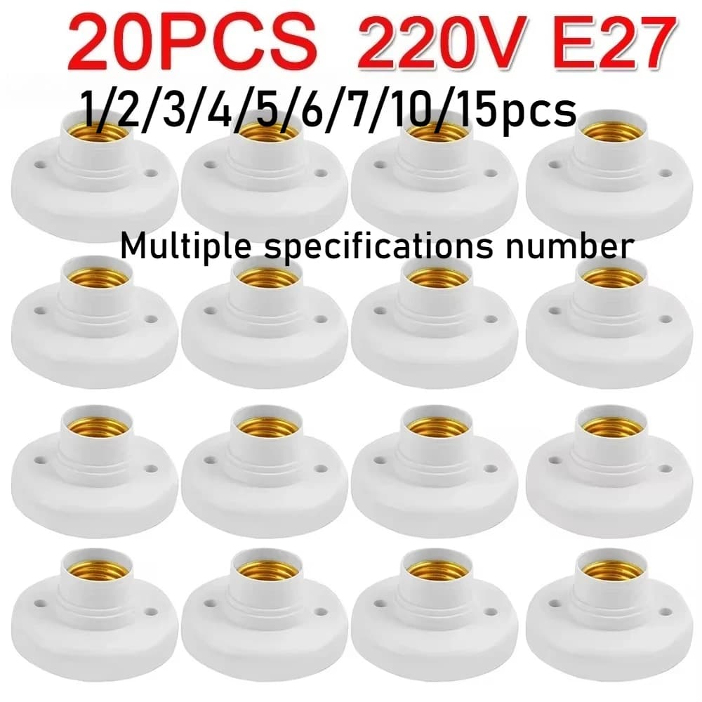 1-20PCS 220V E27 Vite Portalampada Portalampada Adapter Base Carpet White Plafoniera Lampadina Lamp Fixing Base