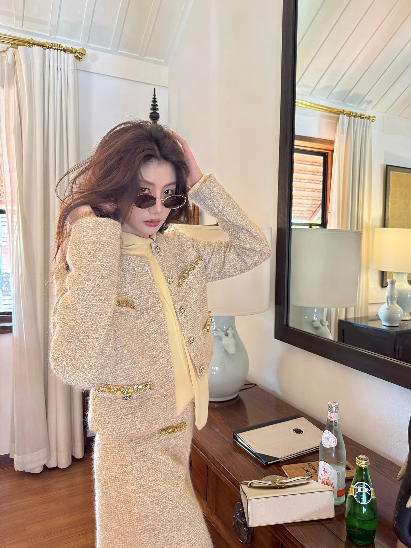 Longxi ort Coat And Skirt Set Women's Knitted Thi Flower Casual Sportswear Two-Piece Suit Winter Season Chinese Origin