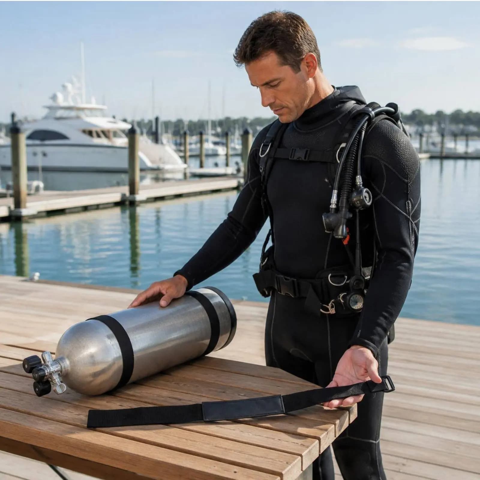 Decompression Bottle Strap Non-Slip Stage Bottle Rigging Strap Auxiliary Cylinder Belt Nylon Strap Material Diving Gear