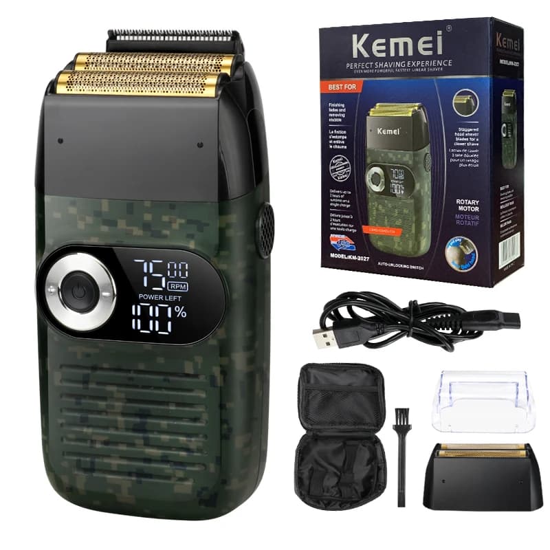 Kemei 2 in 1 rechargeable electric razor portable wireless LCD display for men alternative razor rulebarba