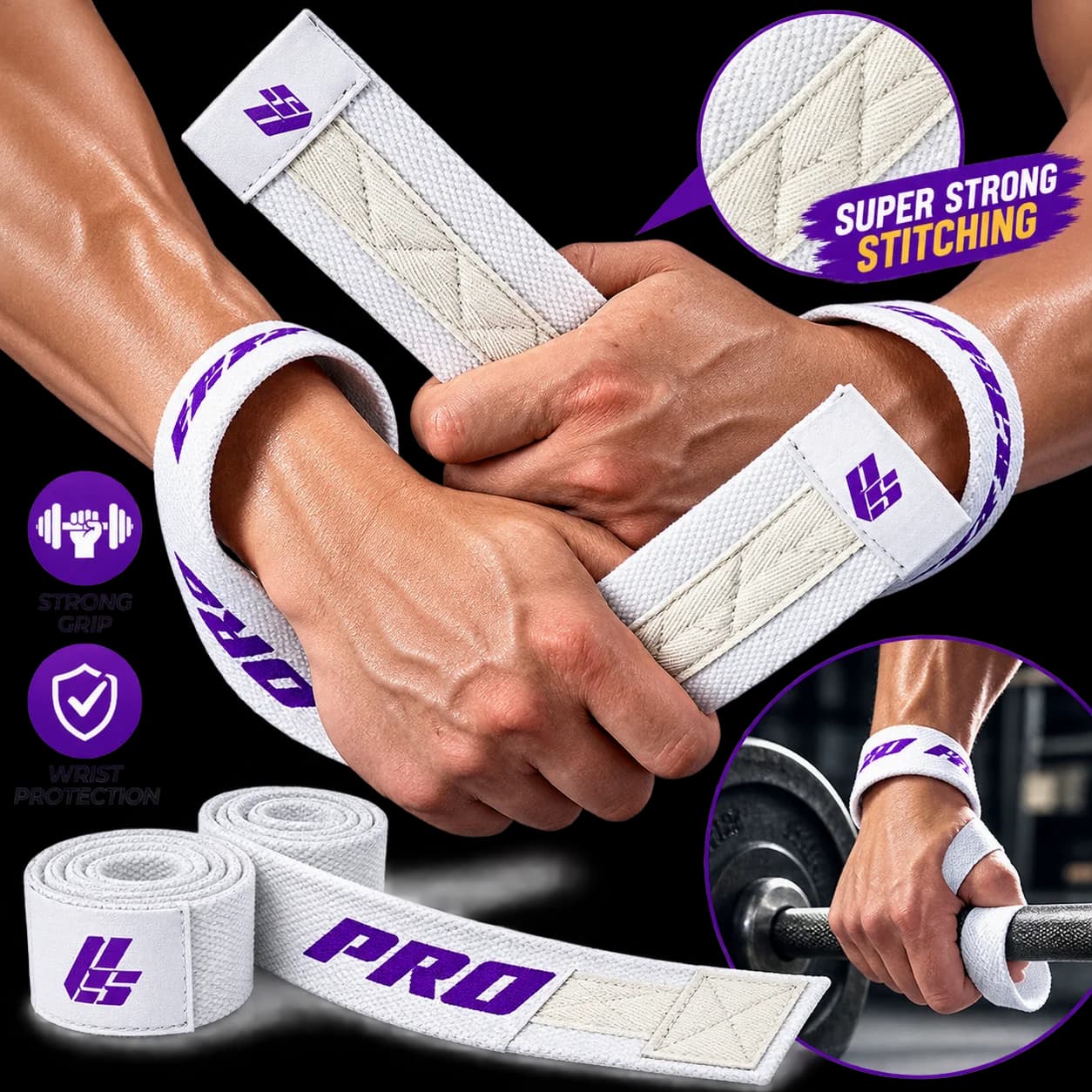 Weight Lifting Straps Wrist Support Gym Deadlift Pull Up Strength Training Workout Fitness Men Women