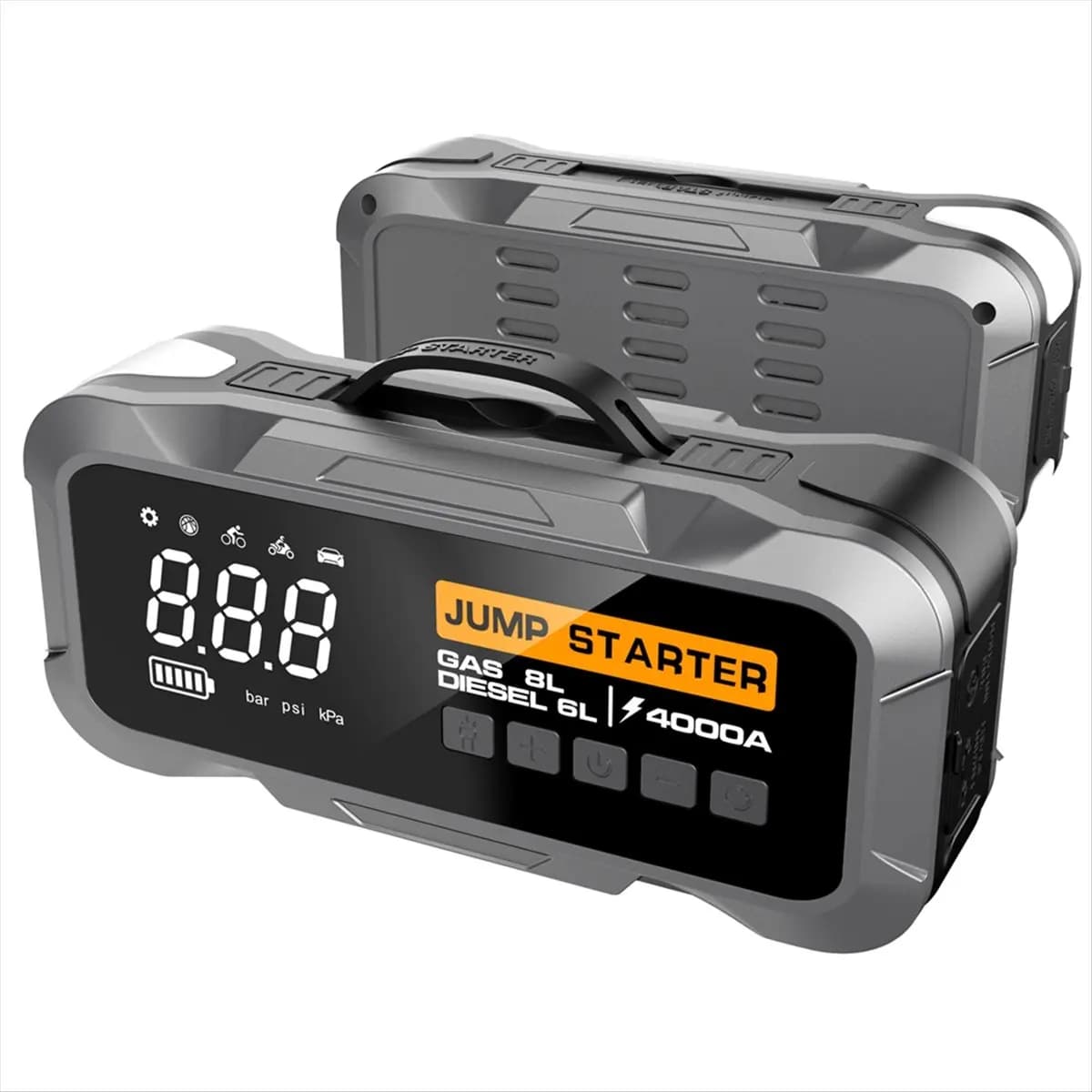 Avviatore di emergenza per auto multifunzione puntuale con caricabatteria da 8000 mAh Compressore Pompa d'aria Gonfiatore per pneumatici Kit di emergenza per camion