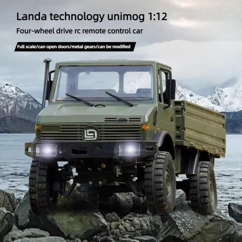 Camion RC Fuoristrada 4WD Scala 1:12, 2.4GHz, Pneumatici in Gomma, Ricaricabile con Luci, RTR, Giocattolo per Bambini