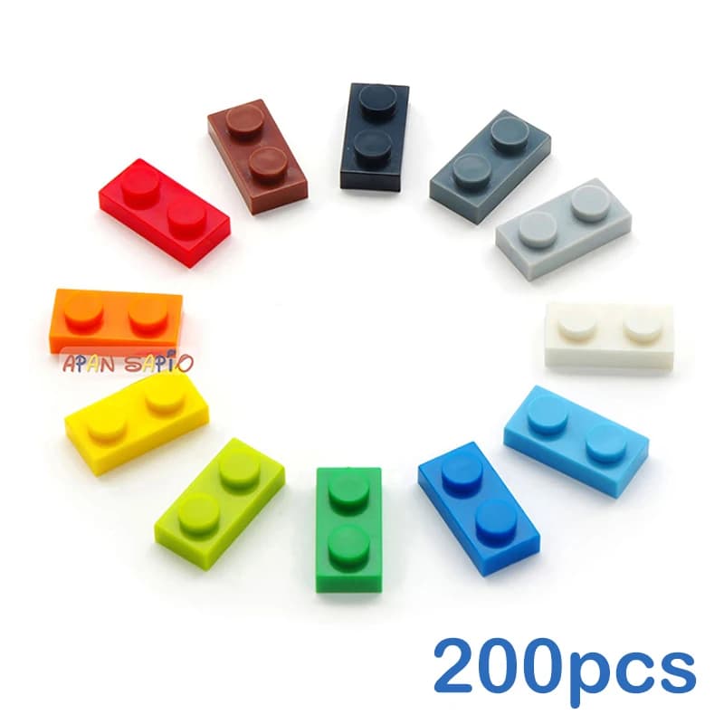 200 pz FAI DA TE Blocchi di Costruzione Figure Sottili Mattoni 1x2 Punti 12 Colori Educativi Formato Creativo Compatibile Con 3023 Giocattoli per I Bambini