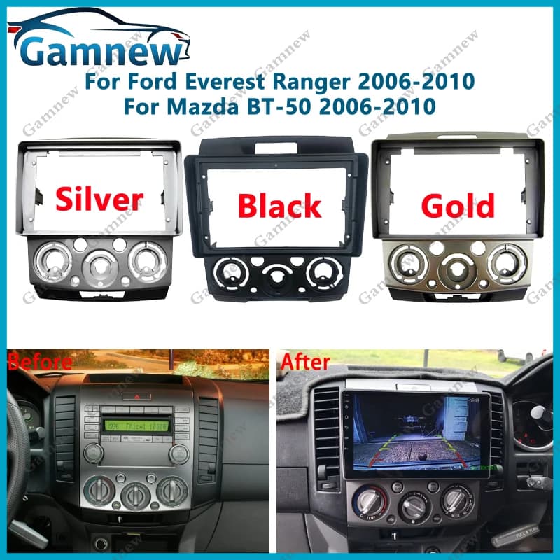 Kit pannello di montaggio per cruscotto radio Android adattatore fascia per telaio auto da 9 pollici per Ford Everest Ranger Mazda BT-50 2006-2010