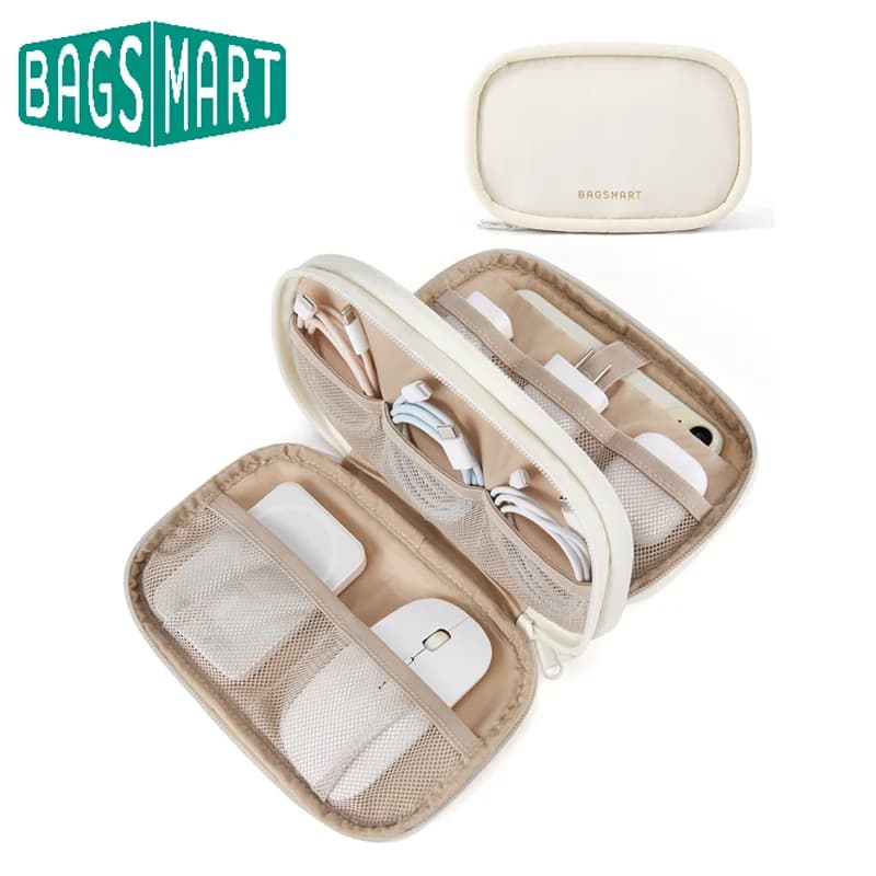 BAGSMART Borsa organizer per elettronica Borse da viaggio impermeabili per custodia per cavo digitale Power Bank Custodia per auricolari