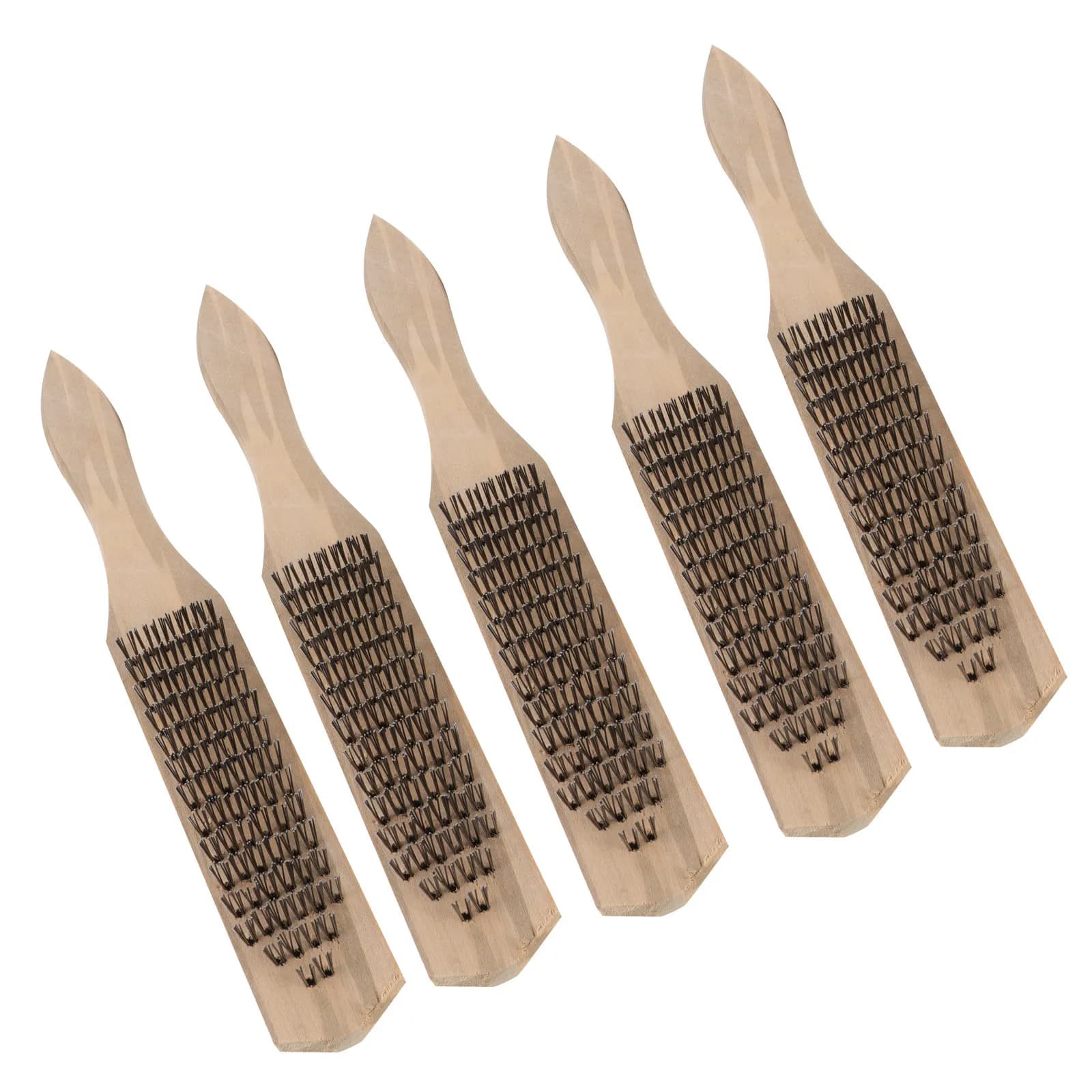 Set di 5 Spazzole Professionali per Pulizia con Manico in Legno, Strumenti per Rimozione Ruggine, per Pulizia Industriale, Domestica e della Cucina, Raschiatura e Lucidatura
