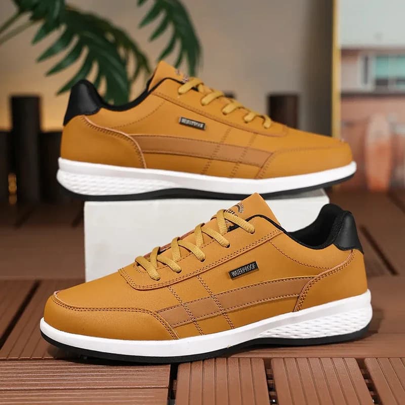 Leather PU Men's Shoes Sneakers Trend Casual Shoes Breathable Leisure Men Vulcanize Shoes Non-slip Tennis Sneaker Footwear