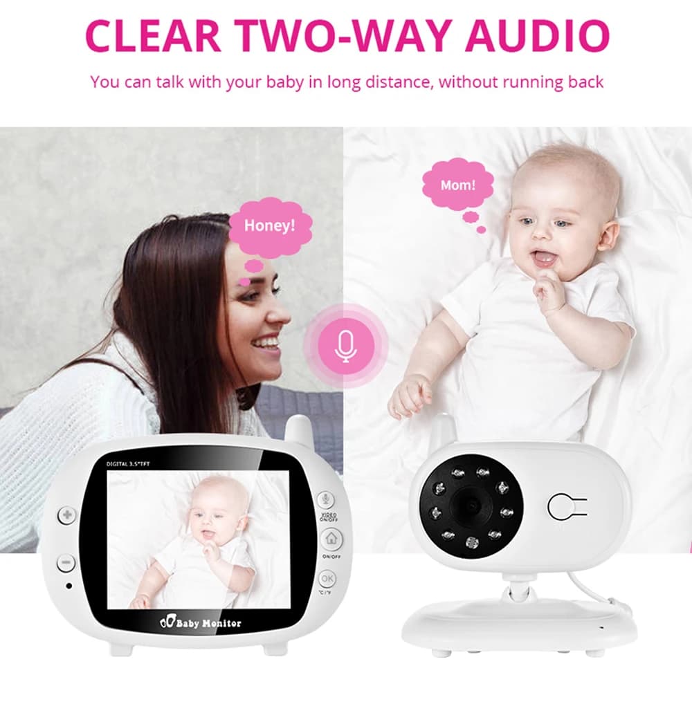 3.5 Inch Wireless Video Color Monitor High Resolution Security Camera Night Vision Temperature Monitor CryAlarm